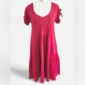 Saturday Sunday Anthropologie Pink Tie Sleeve Dress Size S